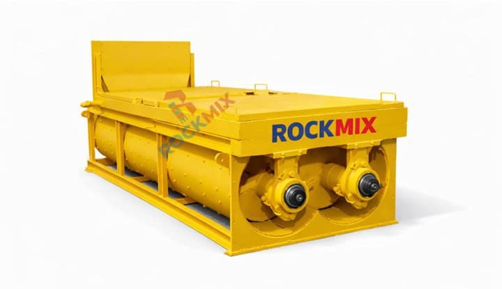 Render of the Rockmix heavy-duty twin-shaft pugmill for wet mix macadam plants